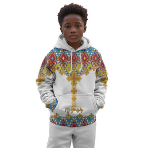 Happy Ethiopian Timkat Kid Hoodie Cross Mix Tilet Pattern