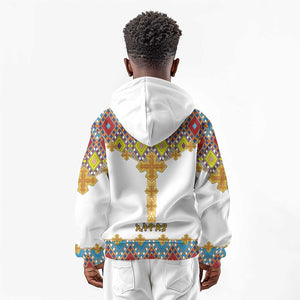 Happy Ethiopian Timkat Kid Hoodie Cross Mix Tilet Pattern