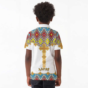 Happy Ethiopian Timkat Kid Polo Shirt Cross Mix Tilet Pattern