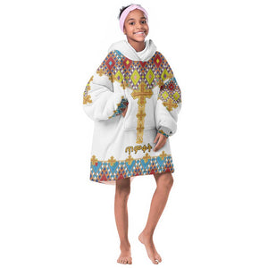 Happy Ethiopian Timkat Kid Wearable Blanket Hoodie Cross Mix Tilet Pattern