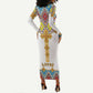 Happy Ethiopian Timkat Long Sleeve Bodycon Dress Cross Mix Tilet Pattern LT15