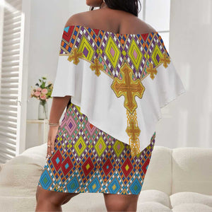 Happy Ethiopian Timkat Off Shoulder Short Dress Cross Mix Tilet Pattern