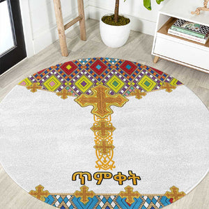 Happy Ethiopian Timkat Round Carpet Cross Mix Tilet Pattern