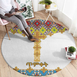 Happy Ethiopian Timkat Round Carpet Cross Mix Tilet Pattern