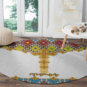 Happy Ethiopian Timkat Round Carpet Cross Mix Tilet Pattern