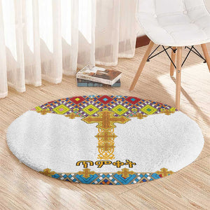 Happy Ethiopian Timkat Round Carpet Cross Mix Tilet Pattern