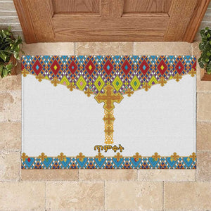 Happy Ethiopian Timkat Rubber Doormat Cross Mix Tilet Pattern