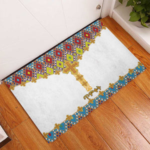 Happy Ethiopian Timkat Rubber Doormat Cross Mix Tilet Pattern