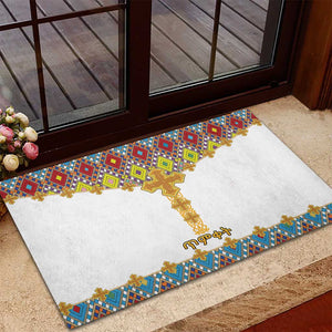 Happy Ethiopian Timkat Rubber Doormat Cross Mix Tilet Pattern