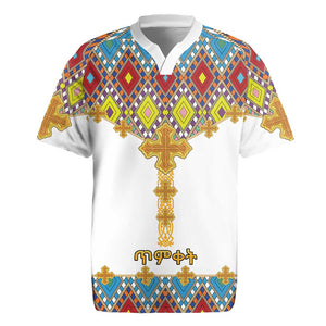 Happy Ethiopian Timkat Rugby Jersey Cross Mix Tilet Pattern