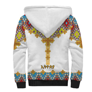 Happy Ethiopian Timkat Sherpa Hoodie Cross Mix Tilet Pattern