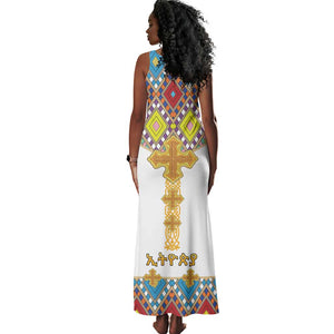 Happy Ethiopian Timkat Tank Maxi Dress Cross Mix Tilet Pattern