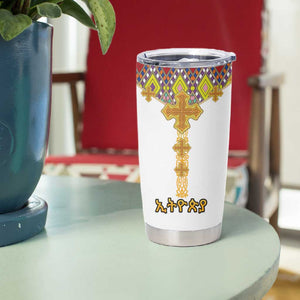 Happy Ethiopian Timkat Tumbler Cup Cross Mix Tilet Pattern