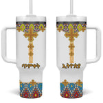 Happy Ethiopian Timkat Tumbler With Handle Cross Mix Tilet Pattern
