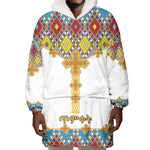 Happy Ethiopian Timkat Wearable Blanket Hoodie Cross Mix Tilet Pattern