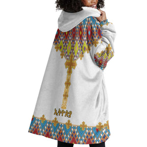 Happy Ethiopian Timkat Wearable Blanket Hoodie Cross Mix Tilet Pattern