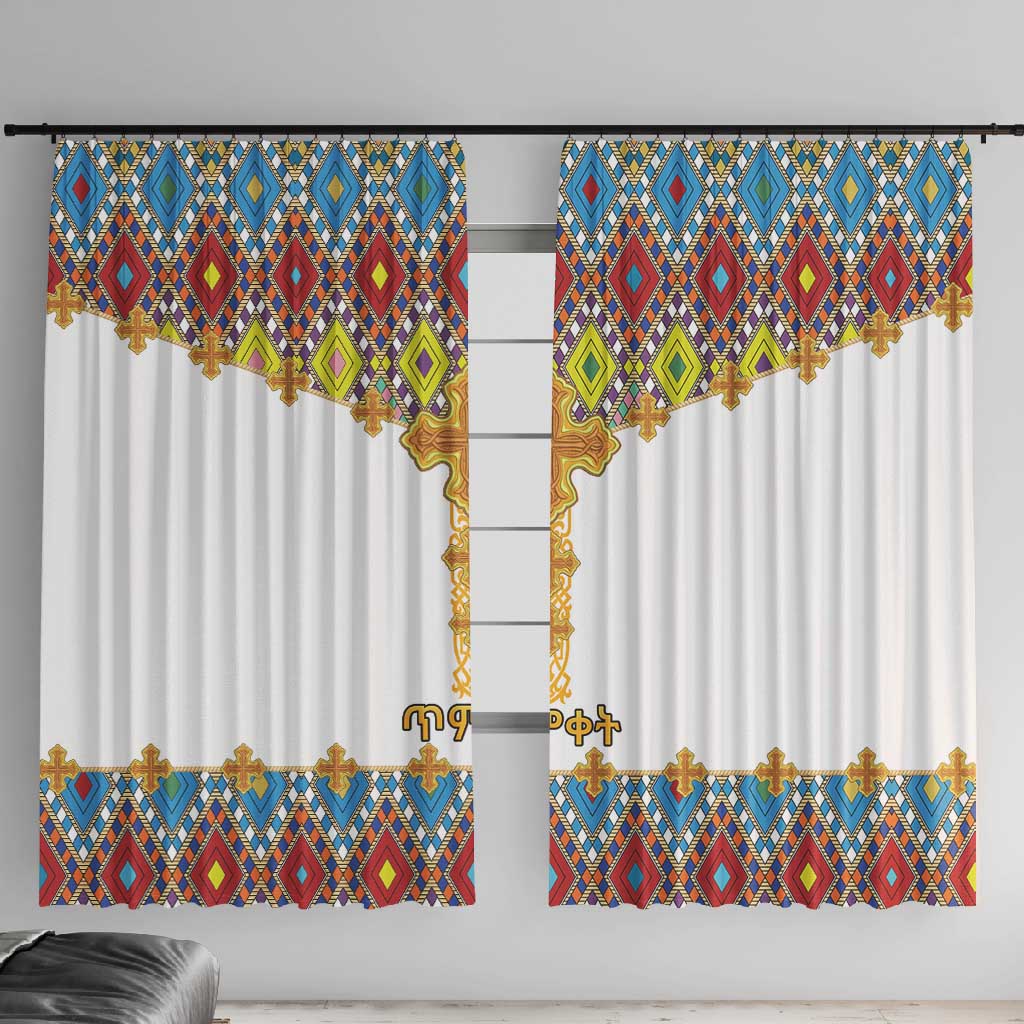 Happy Ethiopian Timkat Window Curtain Cross Mix Tilet Pattern