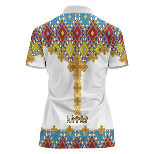 Happy Ethiopian Timkat Women Polo Shirt Cross Mix Tilet Pattern