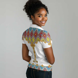 Happy Ethiopian Timkat Women Polo Shirt Cross Mix Tilet Pattern