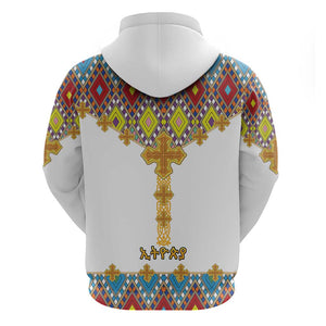 Happy Ethiopian Timkat Zip Hoodie Cross Mix Tilet Pattern