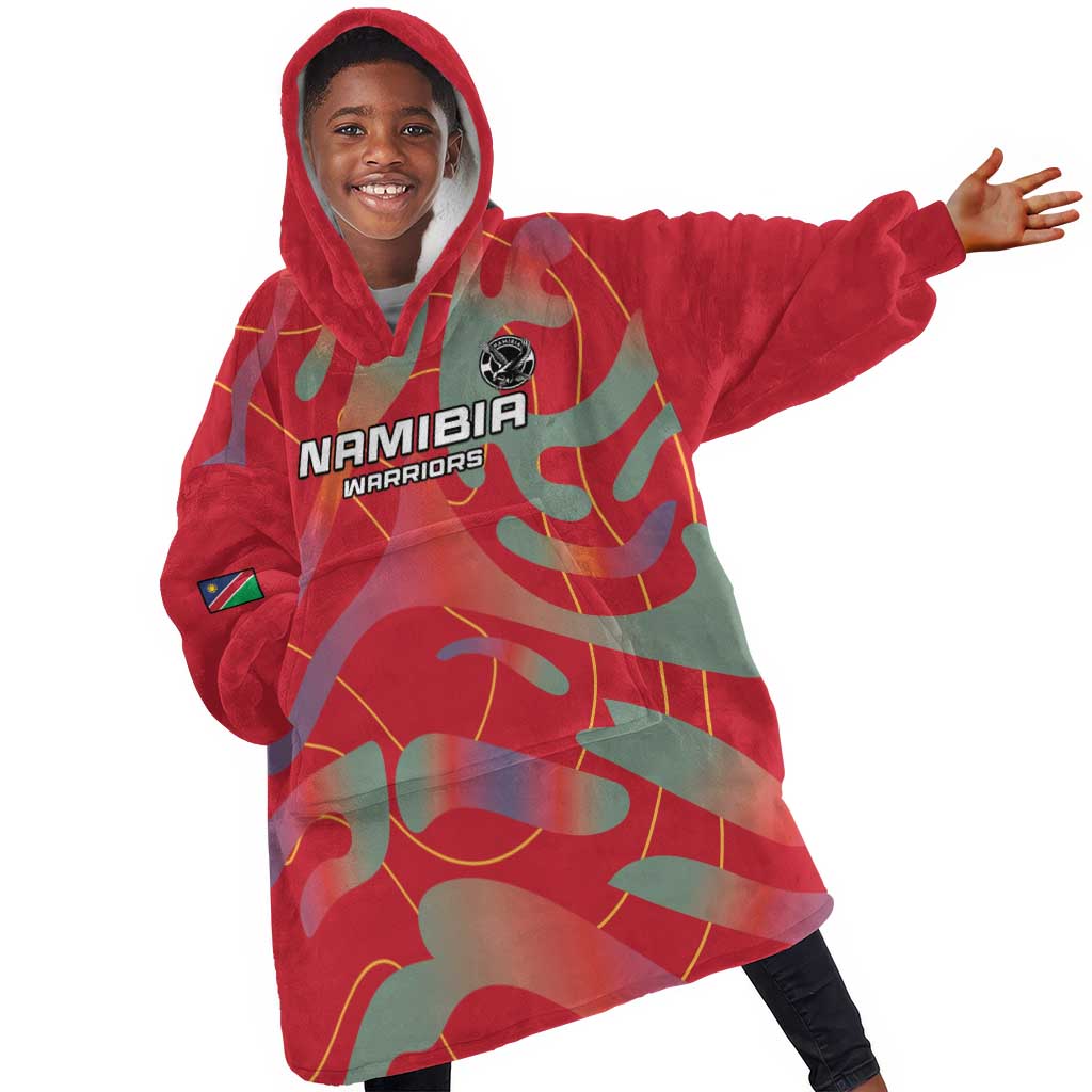 Afro Namibia Football Custom Kid Wearable Blanket Hoodie Go Namibia Warriors - Sporty Style