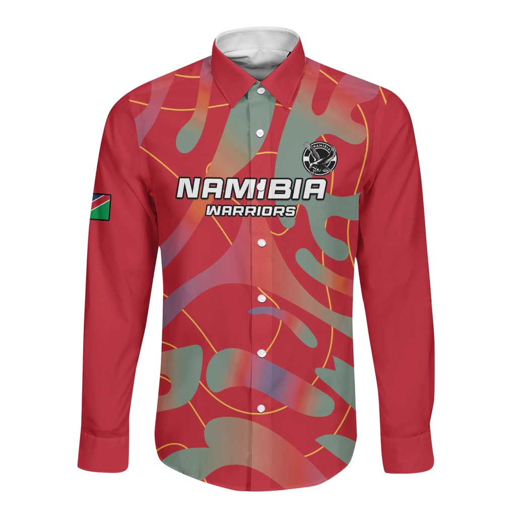 Afro Namibia Football Custom Long Sleeve Button Shirt Go Namibia Warriors - Sporty Style