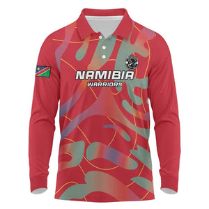 Afro Namibia Football Custom Long Sleeve Polo Shirt Go Namibia Warriors - Sporty Style