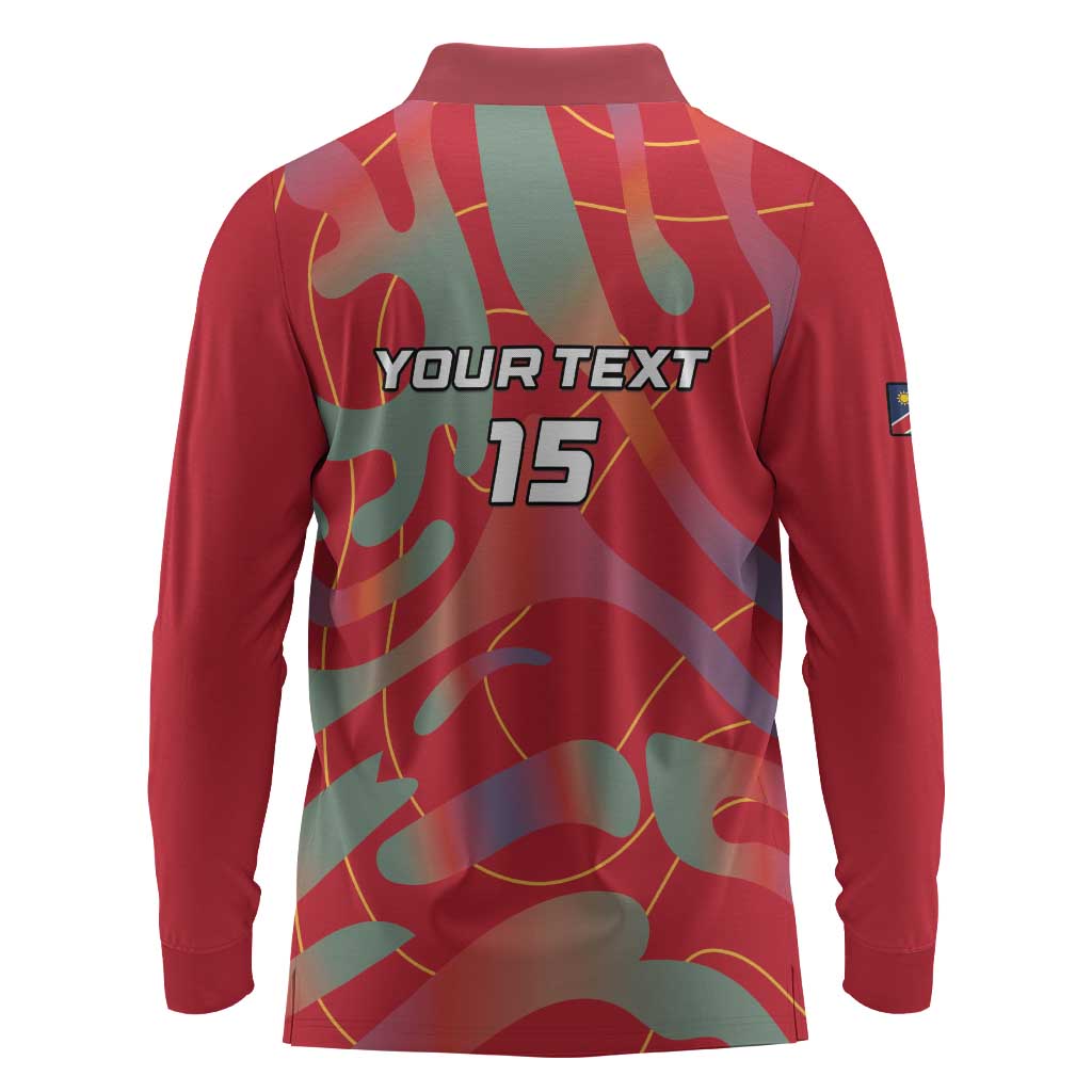 Afro Namibia Football Custom Long Sleeve Polo Shirt Go Namibia Warriors - Sporty Style