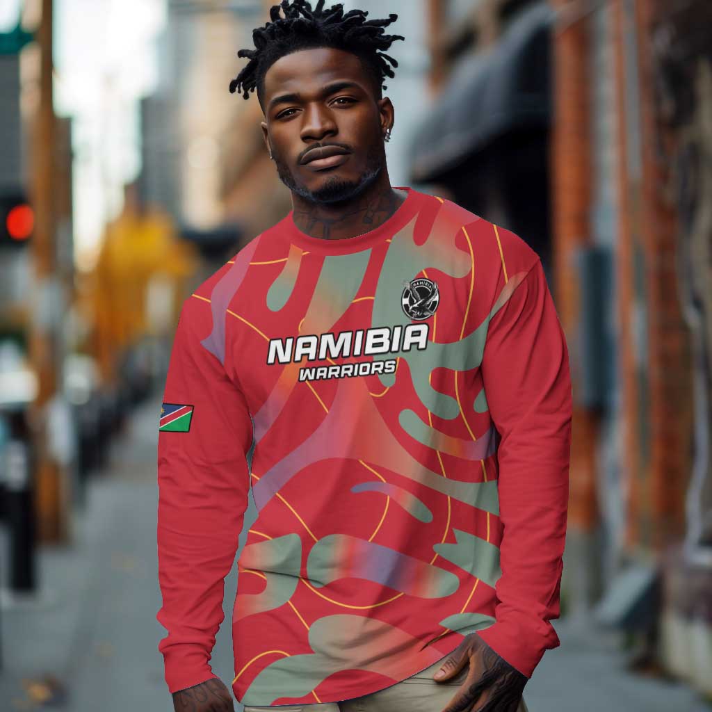 Afro Namibia Football Custom Long Sleeve Shirt Go Namibia Warriors - Sporty Style