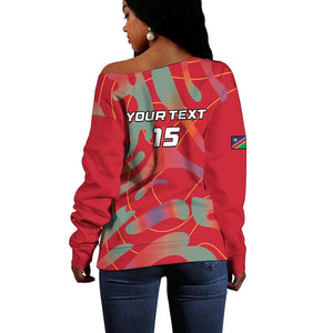 Afro Namibia Football Custom Off Shoulder Sweater Go Namibia Warriors - Sporty Style