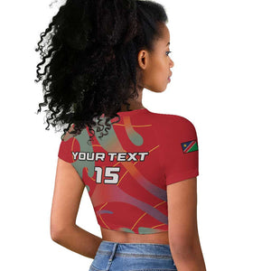 Afro Namibia Football Custom Raglan Cropped T shirt Go Namibia Warriors - Sporty Style