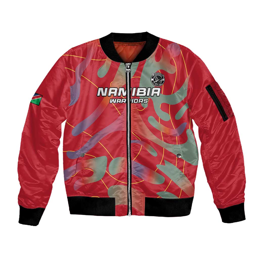 Afro Namibia Football Custom Sleeve Zip Bomber Jacket Go Namibia Warriors - Sporty Style