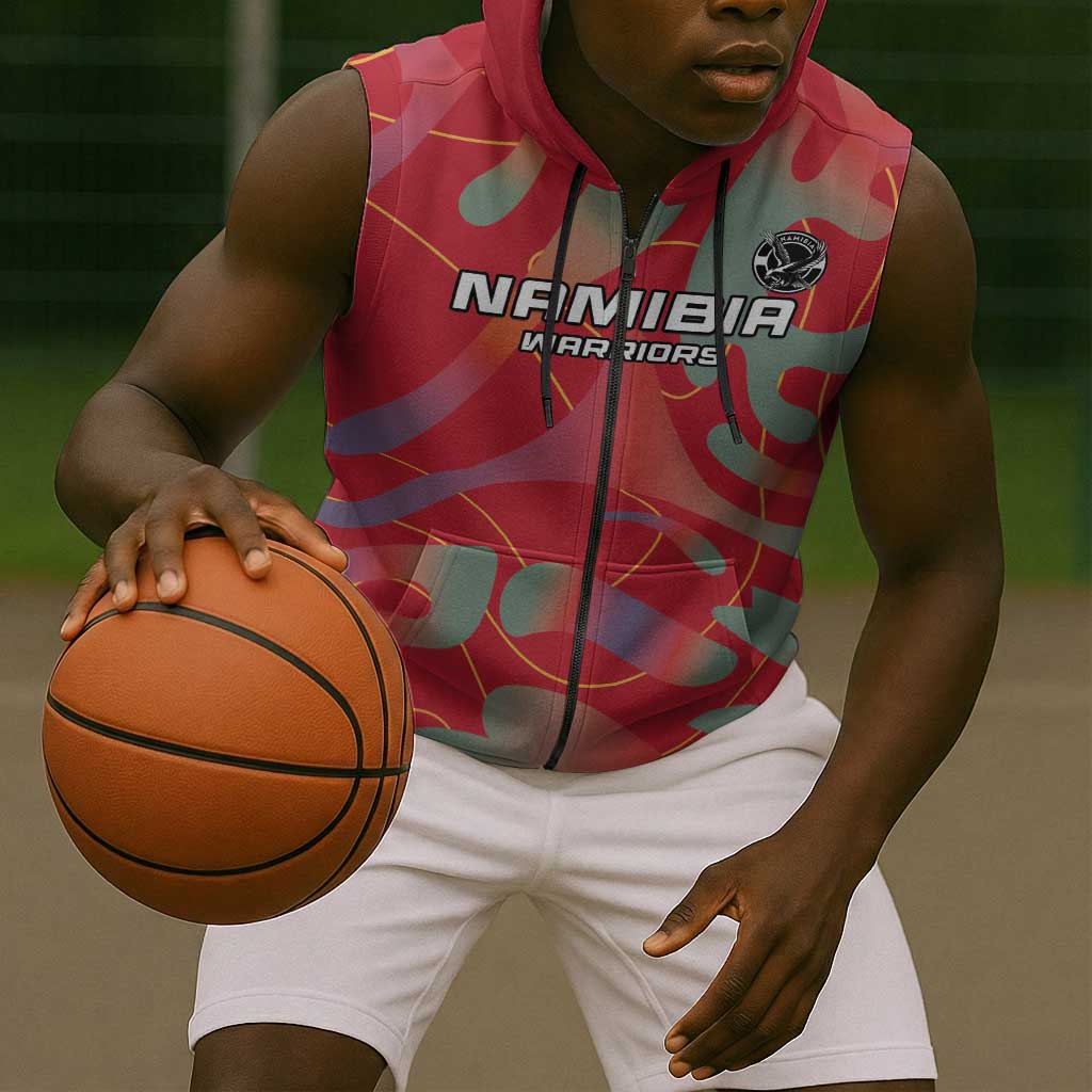 Afro Namibia Football Custom Sleeveless Zip Hoodie Go Namibia Warriors - Sporty Style - African Pride