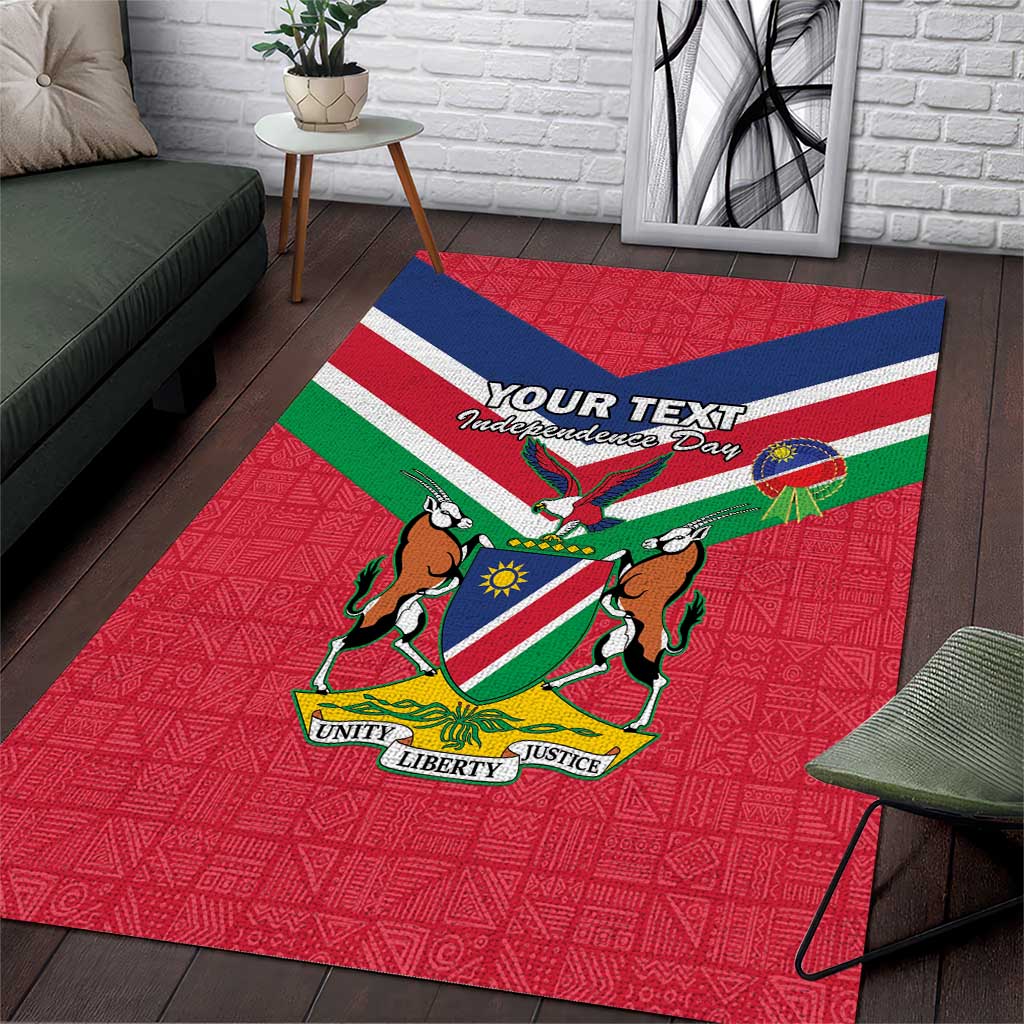 Personalised Namibia Area Rug Coat Of Arms With Flag Map - Happy Independence Day