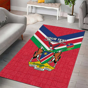 Personalised Namibia Area Rug Coat Of Arms With Flag Map - Happy Independence Day