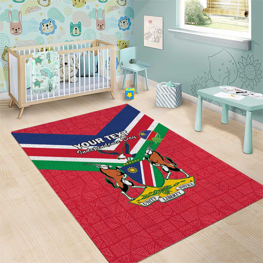 Personalised Namibia Area Rug Coat Of Arms With Flag Map - Happy Independence Day