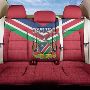 Personalised Namibia Back Car Seat Cover Coat Of Arms With Flag Map - Happy Independence Day