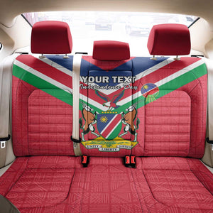 Personalised Namibia Back Car Seat Cover Coat Of Arms With Flag Map - Happy Independence Day