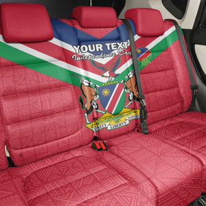 Personalised Namibia Back Car Seat Cover Coat Of Arms With Flag Map - Happy Independence Day