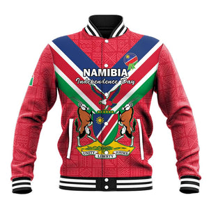 Personalised Namibia Baseball Jacket Coat Of Arms With Flag Map - Happy Independence Day