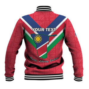 Personalised Namibia Baseball Jacket Coat Of Arms With Flag Map - Happy Independence Day