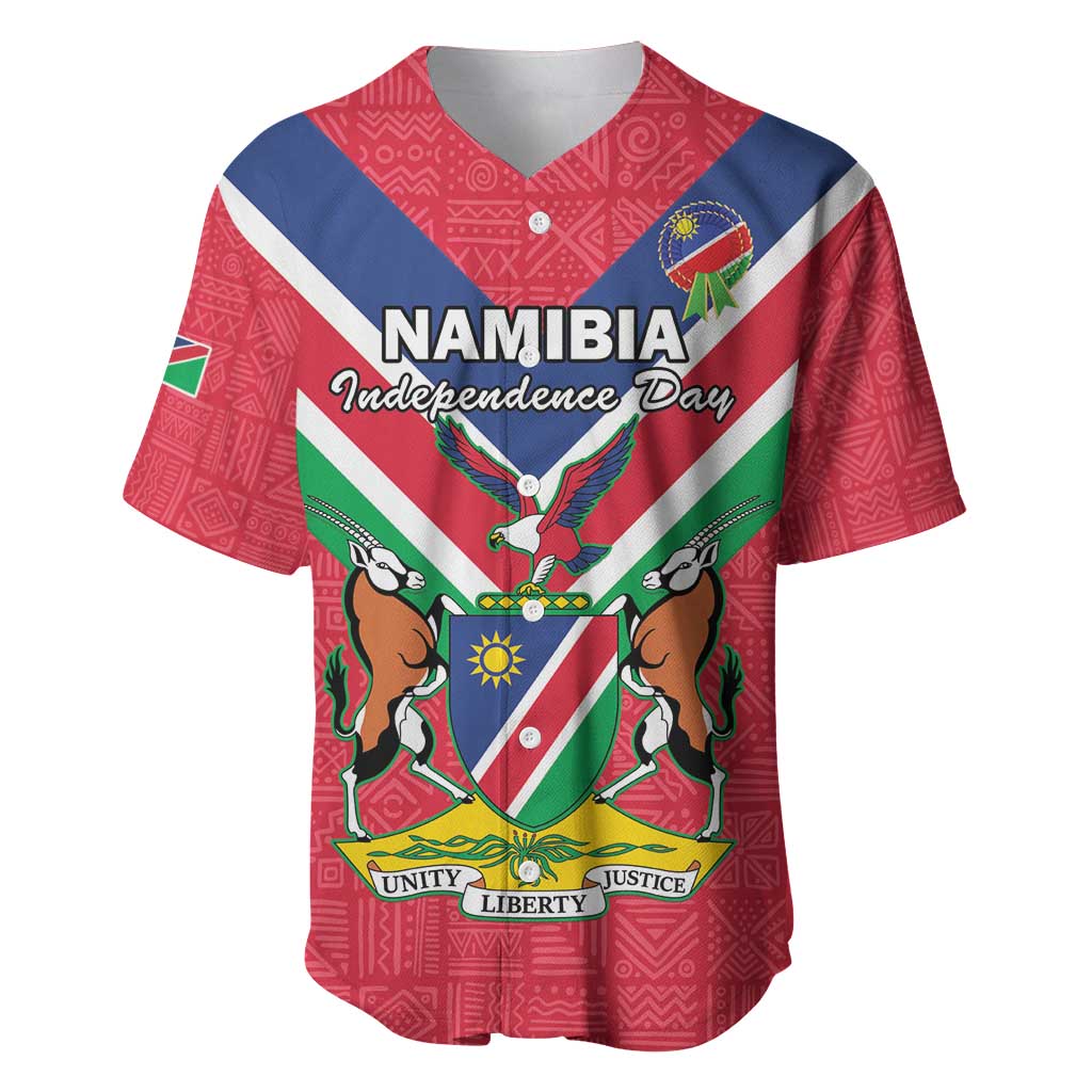 Personalised Namibia Baseball Jersey Coat Of Arms With Flag Map - Happy Independence Day