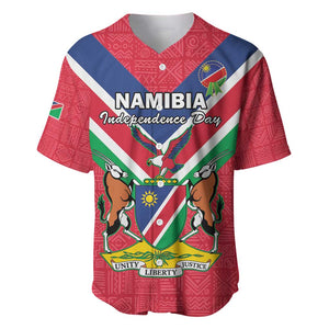 Personalised Namibia Baseball Jersey Coat Of Arms With Flag Map - Happy Independence Day