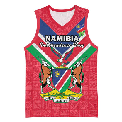 Personalised Namibia Basketball Jersey Coat Of Arms With Flag Map - Happy Independence Day LT15