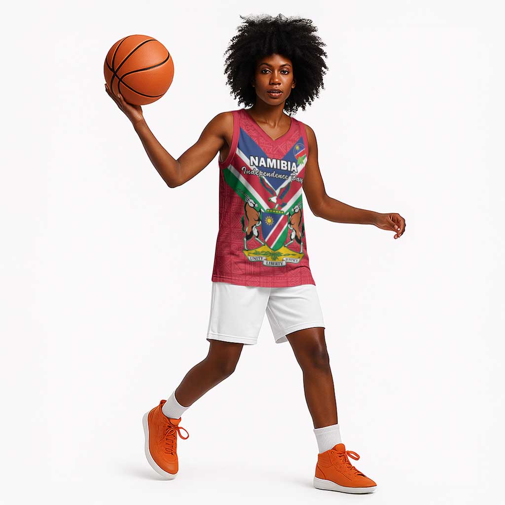 Personalised Namibia Basketball Jersey Coat Of Arms With Flag Map - Happy Independence Day LT15