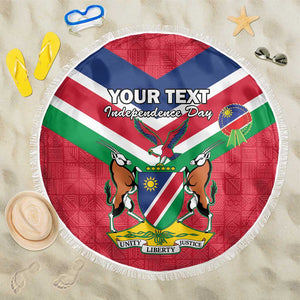 Personalised Namibia Beach Blanket Coat Of Arms With Flag Map - Happy Independence Day