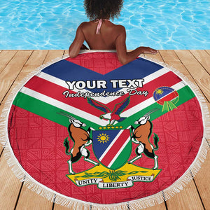 Personalised Namibia Beach Blanket Coat Of Arms With Flag Map - Happy Independence Day