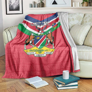 Personalised Namibia Blanket Coat Of Arms With Flag Map - Happy Independence Day