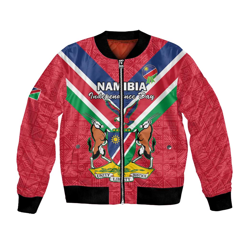 Personalised Namibia Bomber Jacket Coat Of Arms With Flag Map - Happy Independence Day