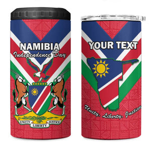 Personalised Namibia 4 in 1 Can Cooler Tumbler Coat Of Arms With Flag Map - Happy Independence Day